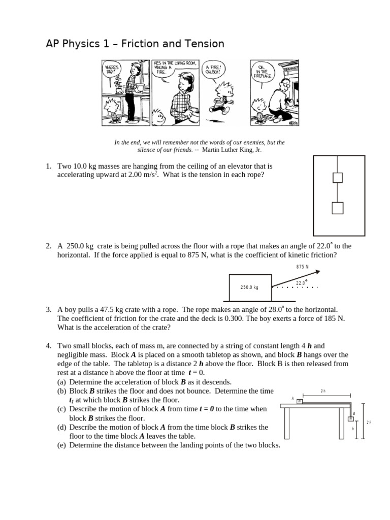 AP Physics 1: Friction and Tension Problems | PDF | Tension (Physics ...