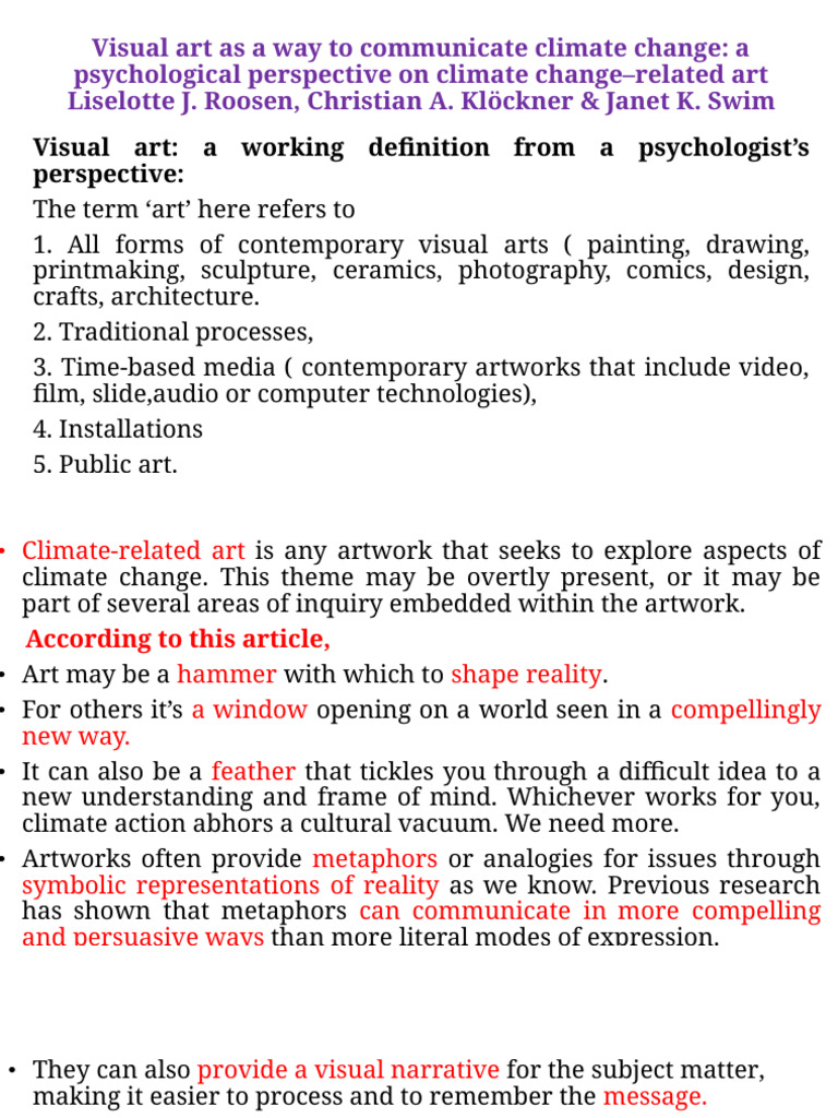 Art's Role in Climate Change Awareness | PDF | Perception | Communication