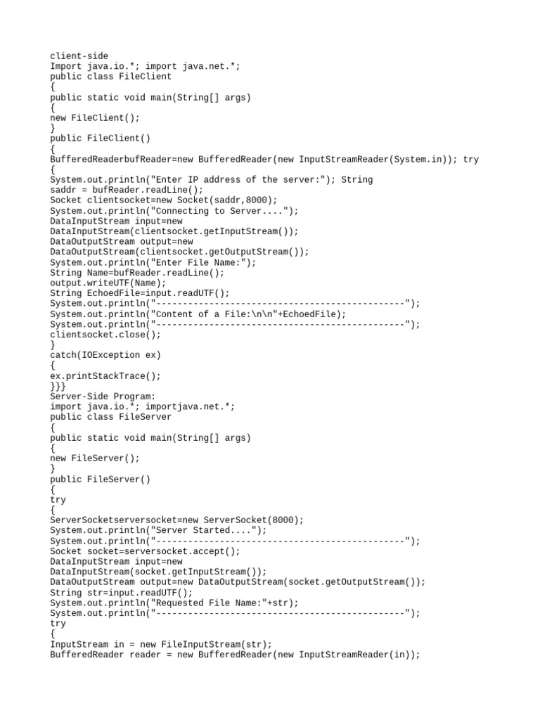 Java File Transfer Client-Server Example | PDF