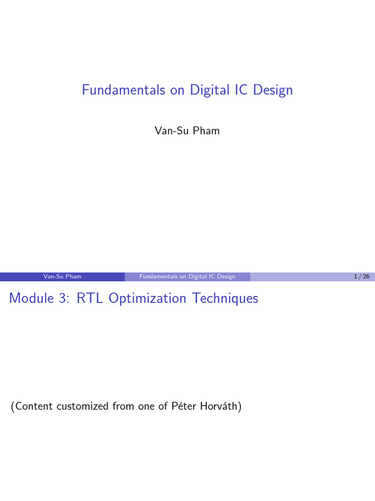 Digital IC Design: RTL Optimization Techniques | PDF | Field ...