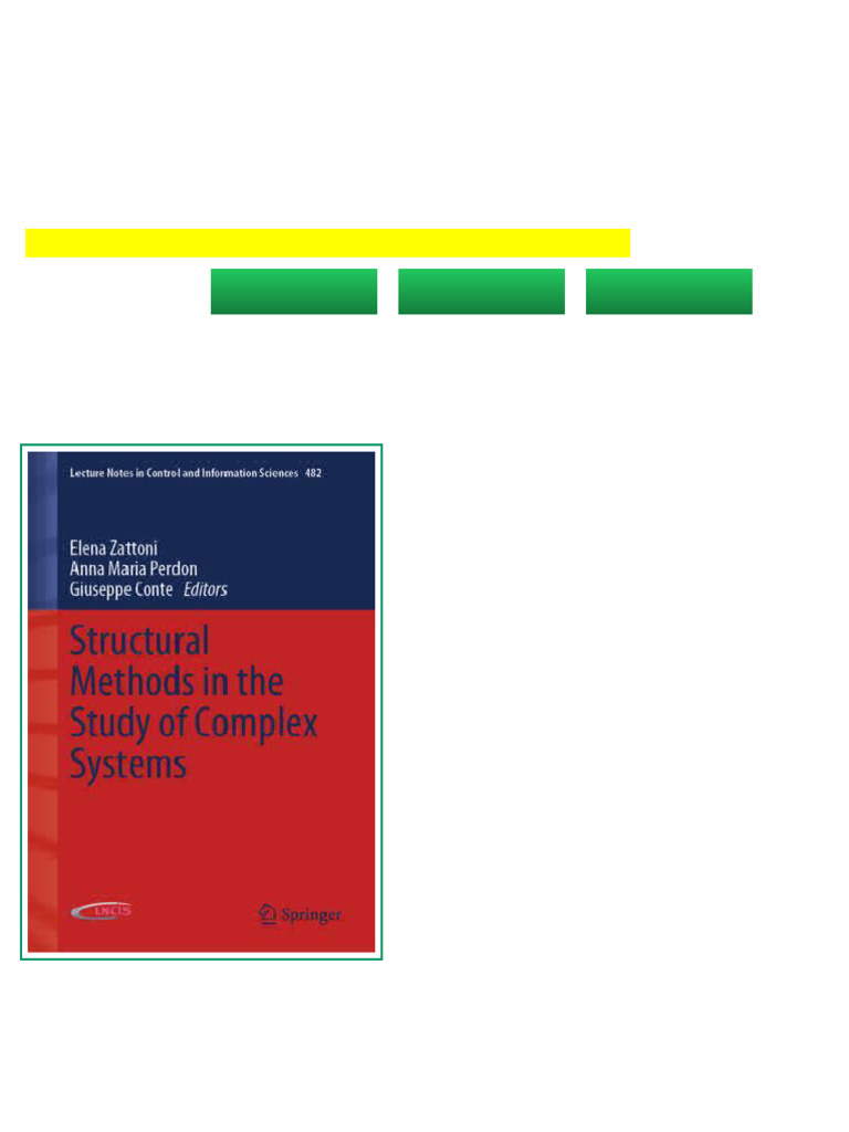 Structural Methods in The Study of Complex Systems Elena Zattoni Ebook ...