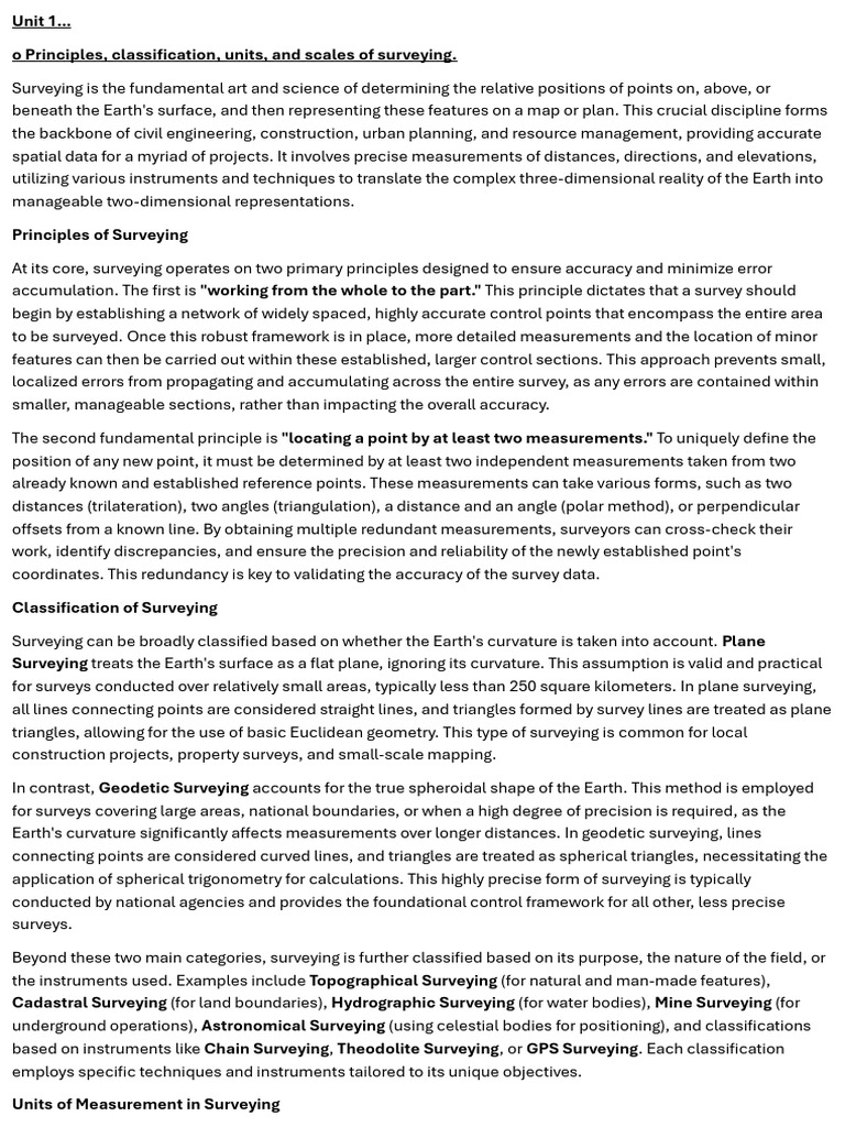 Surveying Principles and Techniques Explained | PDF | Surveying | Compass