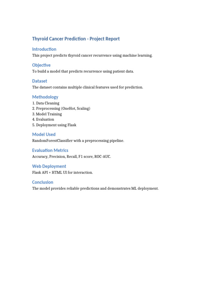 Thyroid Cancer Prediction Report | PDF