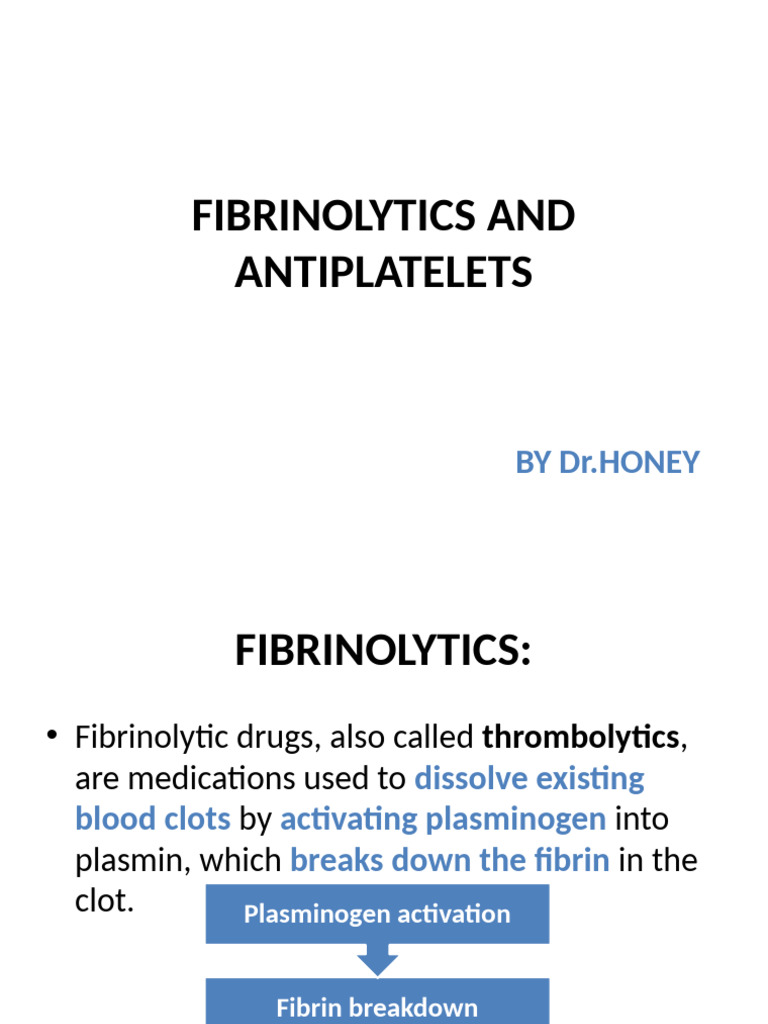 Fibrinolytics and Antiplatelets Overview | PDF | Thrombus | Medical ...