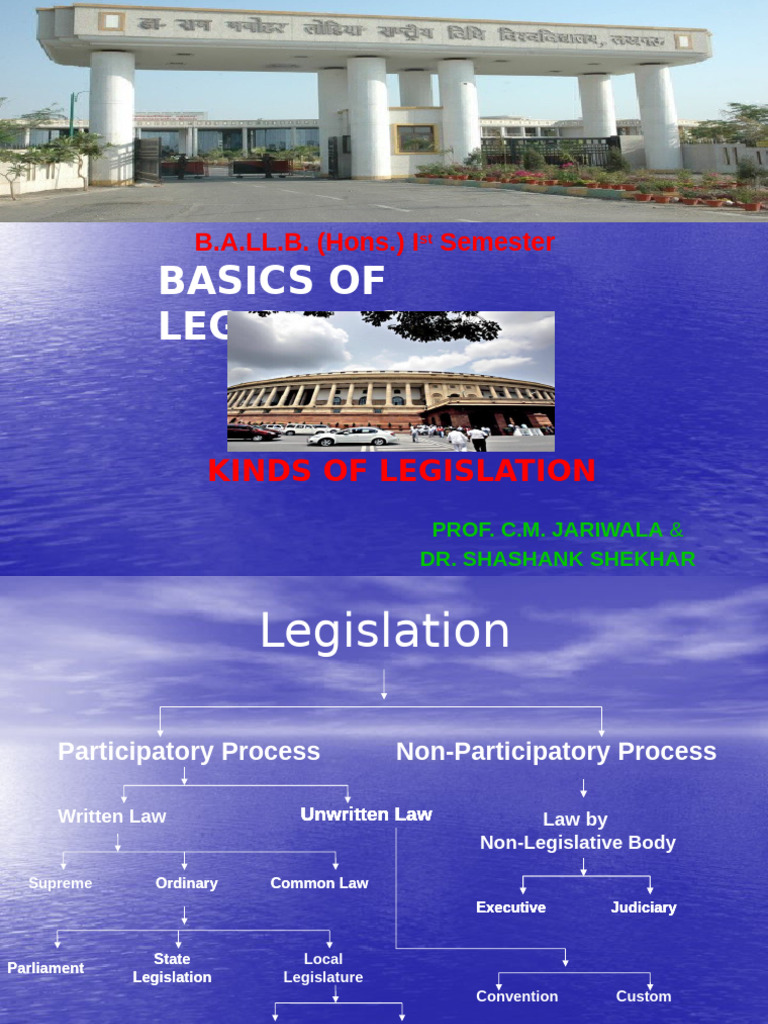 Ballb-1 Kinds of Legislation 5-9-2017 | PDF | Government Of India | Justice