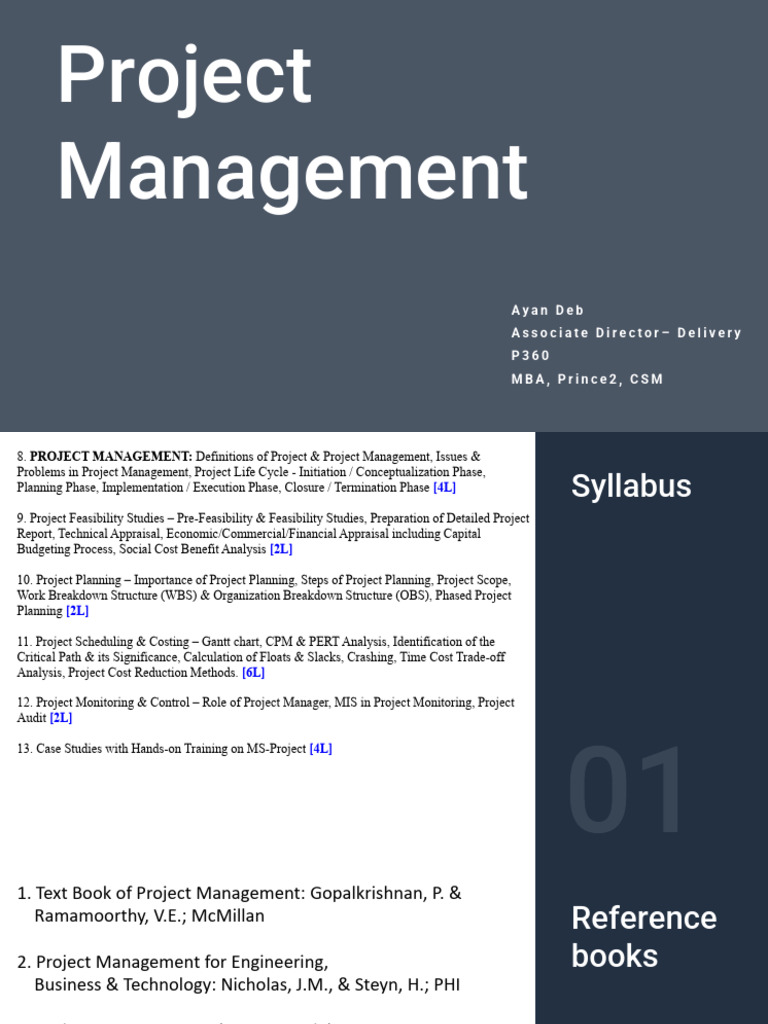 Project Management Syllabus Overview | PDF | Net Present Value ...