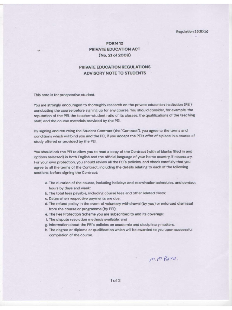 Student Advisory Note - Rana Mahir Manubha | PDF