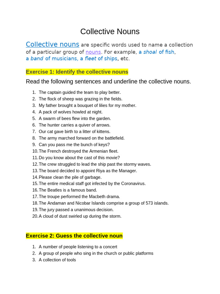 Understanding Collective Nouns | PDF