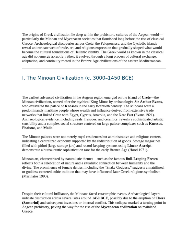 Greek Civilization Origin | PDF | Mycenaean Greece | 2nd Millennium Bc