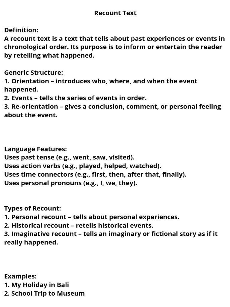 Understanding Recount Text Structure | PDF