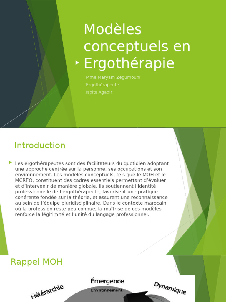 Modèles conceptuels en ergothérapie | PDF | Attention | Sens (physiologie)