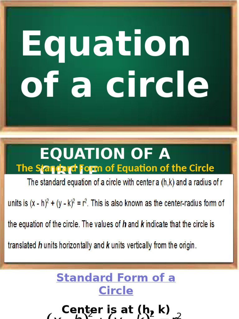 Circle Equation: Standard & General Forms | PDF | Circle | Pi
