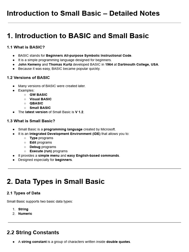 Small Basic Programming Guide | PDF | Basic | Exponentiation