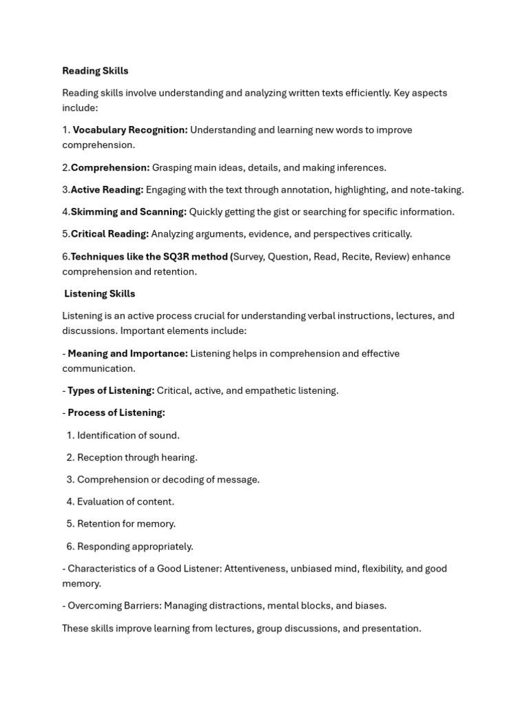 Essential Reading and Listening Skills | PDF
