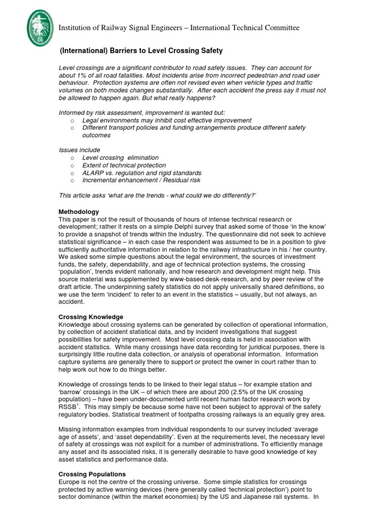 International Barriers To Level Crossing Safety Traffic Collision Rail Transport