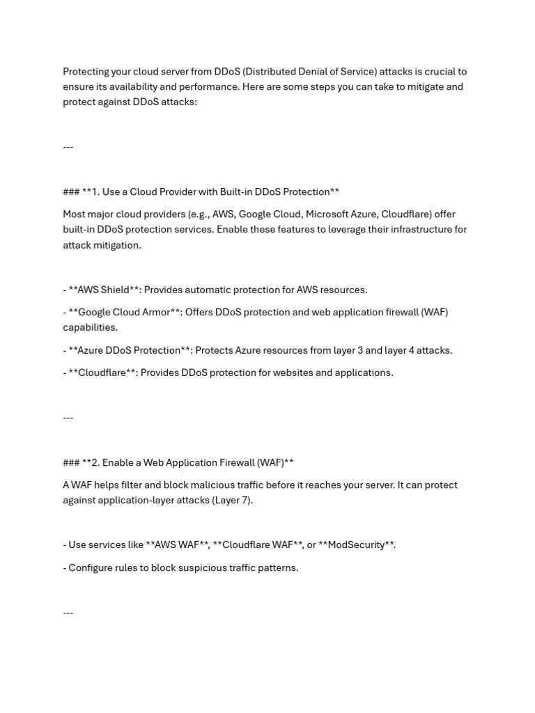 Protecting Your Cloud Server From DDoS | PDF | Denial Of Service Attack ...