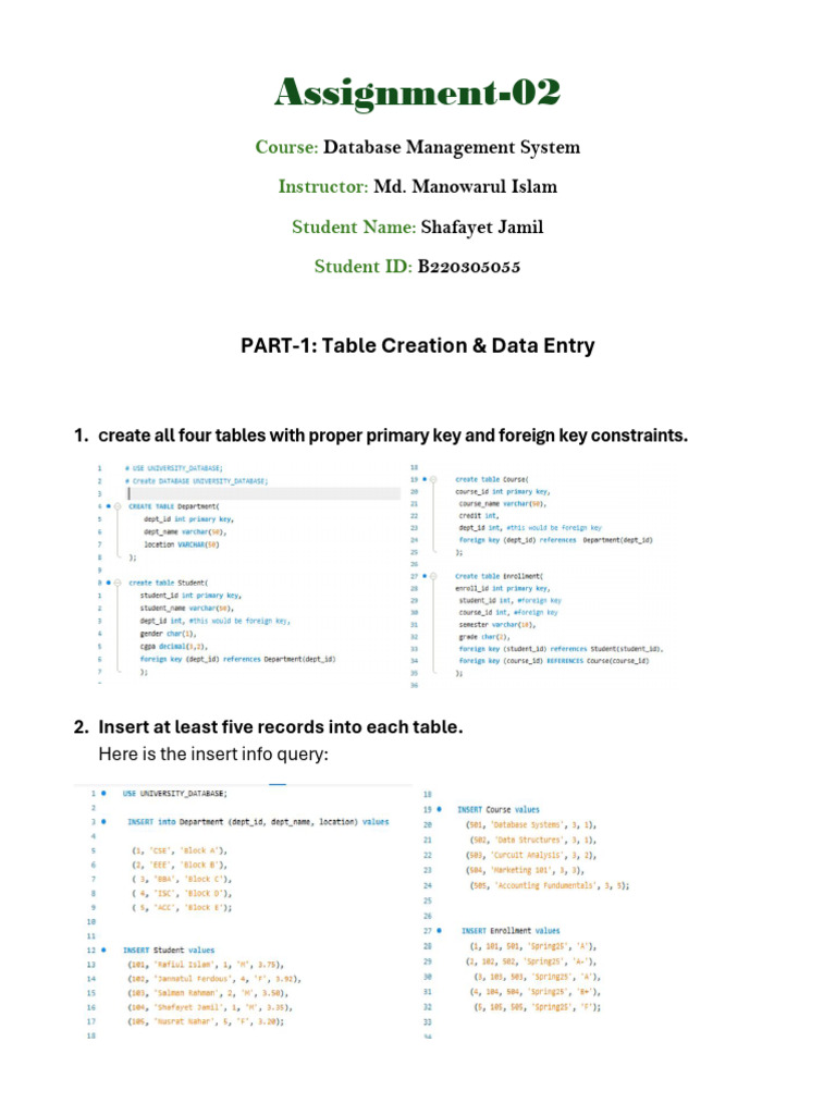 Database Management System Assignment | PDF