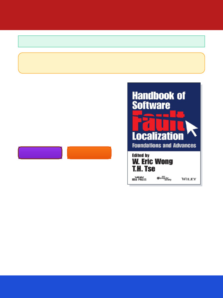 Handbook of Software Fault Localization W. Eric Wong Ebook Immediate ...