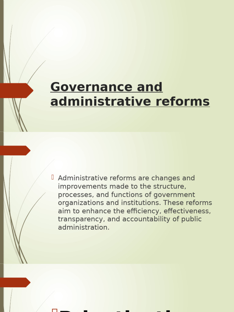Governance and Administrative Reforms | PDF | Deregulation ...