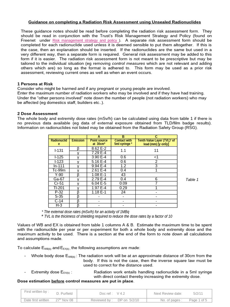 Radiation Risk Assessment Guidance | PDF | Forms Of Energy | Radioactivity
