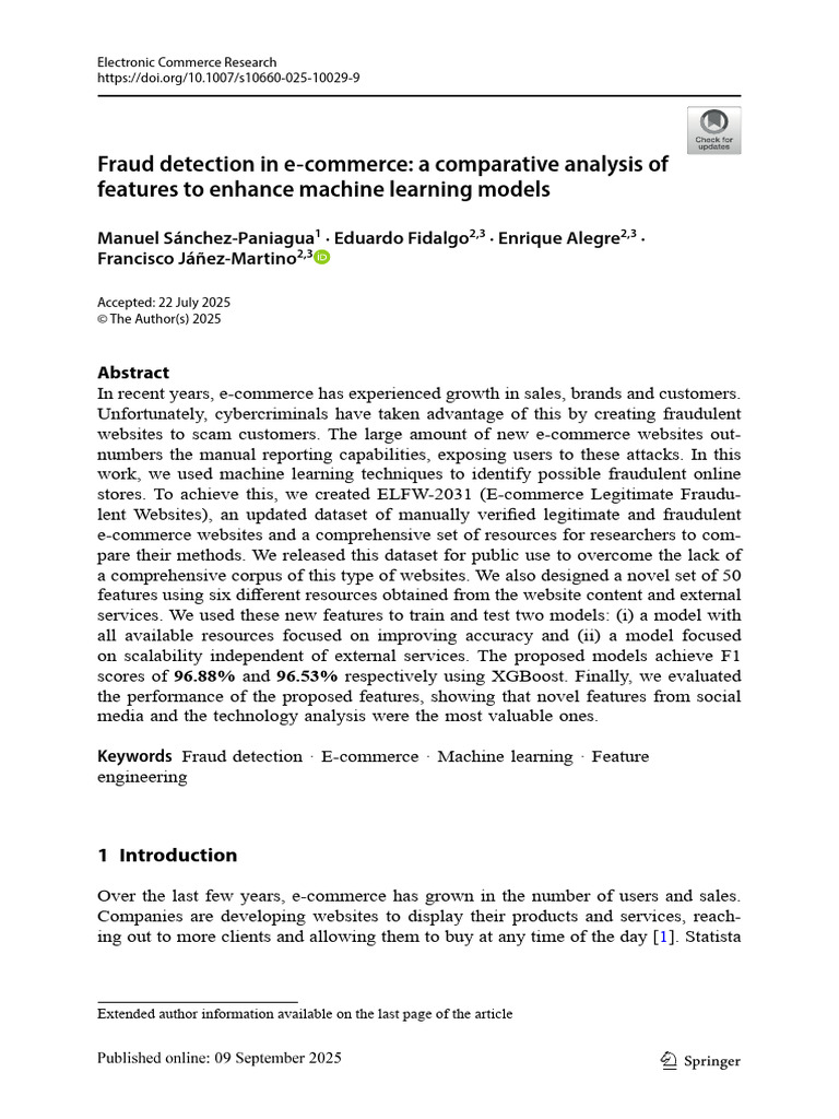 Fraud Detection in E-Commerce Using ML | PDF | Phishing | World Wide Web