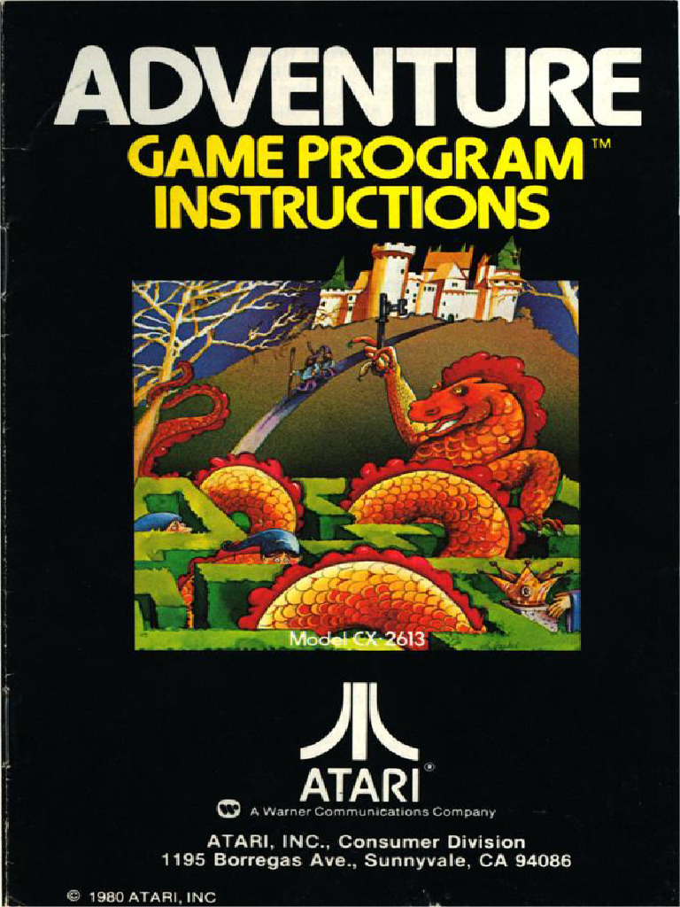 Adventure 1980 Atari 2600 Manual | PDF