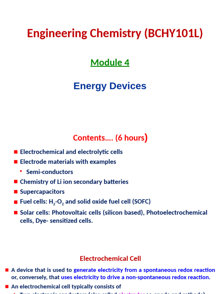 Energy Devices in Engineering Chemistry | PDF | Lithium Ion Battery ...
