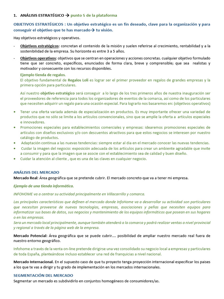 Objetivos Estratégicos y Análisis de Mercado | PDF | Análisis FODA ...