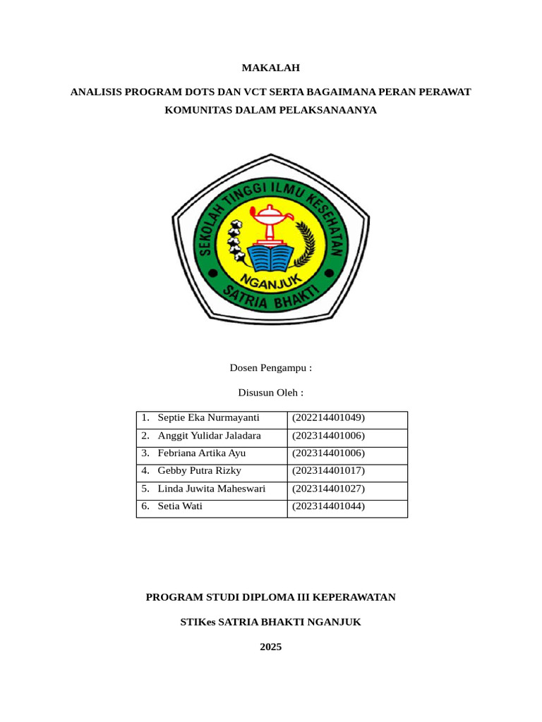 Peran Perawat dalam Program DOTS dan VCT | PDF