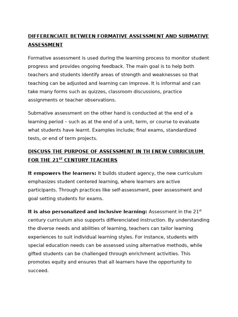 Formative vs. Summative Assessment Explained | PDF