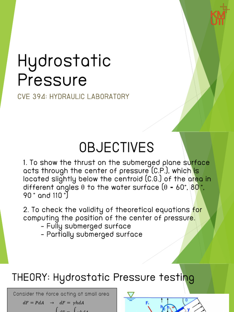Hydrostatic Pressure Lab Slide | PDF | Pressure | Mechanical Engineering