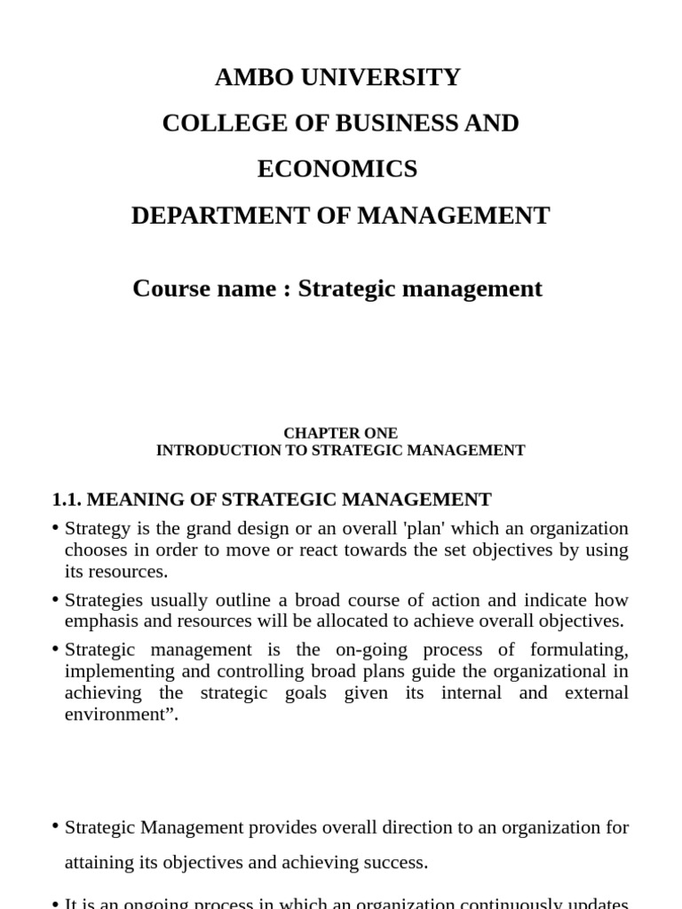 STM CH 1 | PDF | Goal | Strategic Management