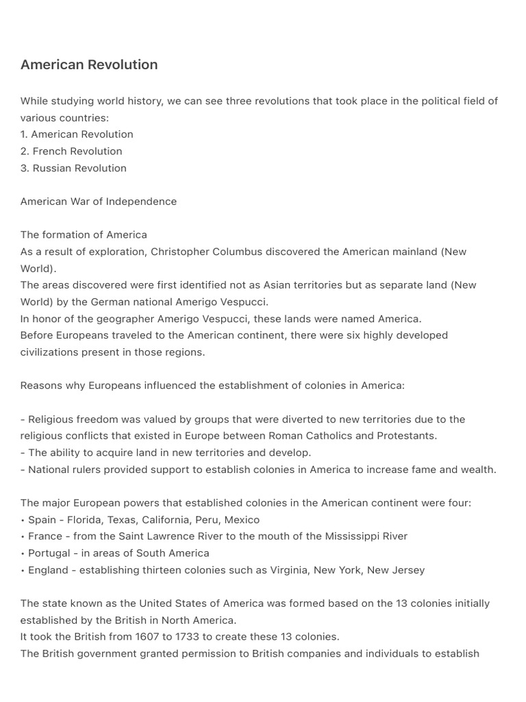 American Revolution | PDF | The United States | Thirteen Colonies