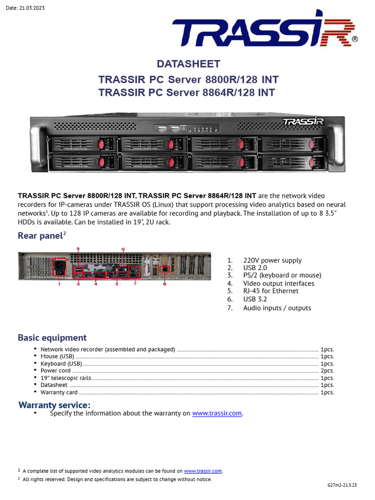 TRASSIR PC Server Passport G27m2 en | PDF | Usb | Hdmi