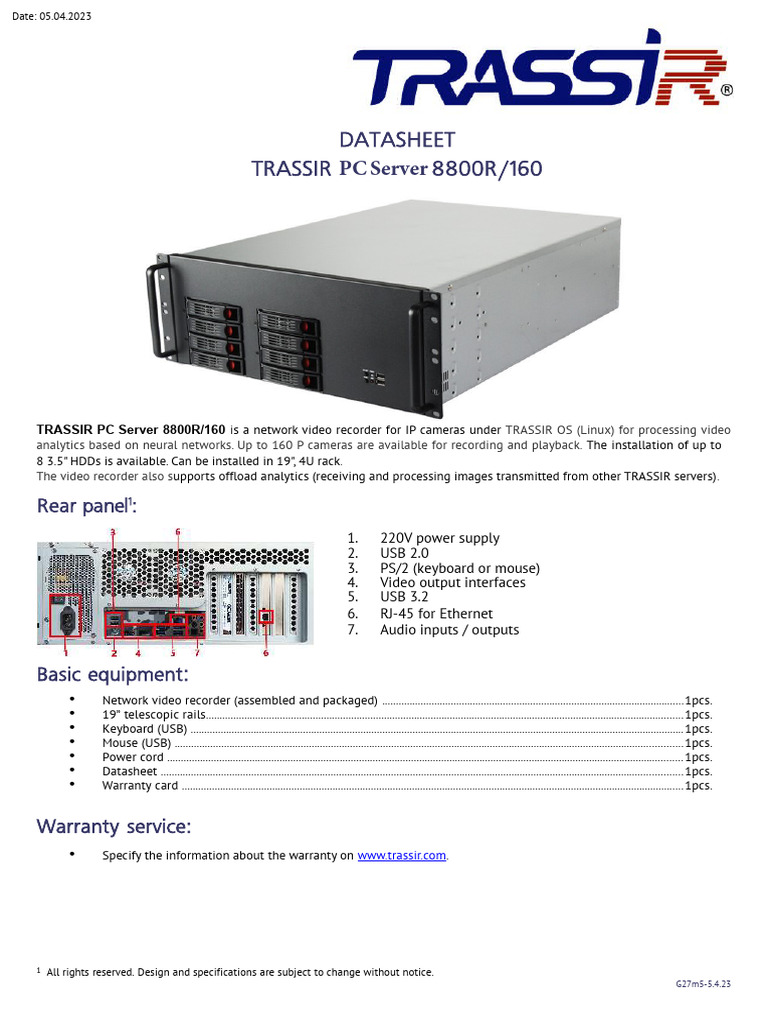 TRASSIR PC Server Passport G27m5 en | PDF | Usb | Computer Network
