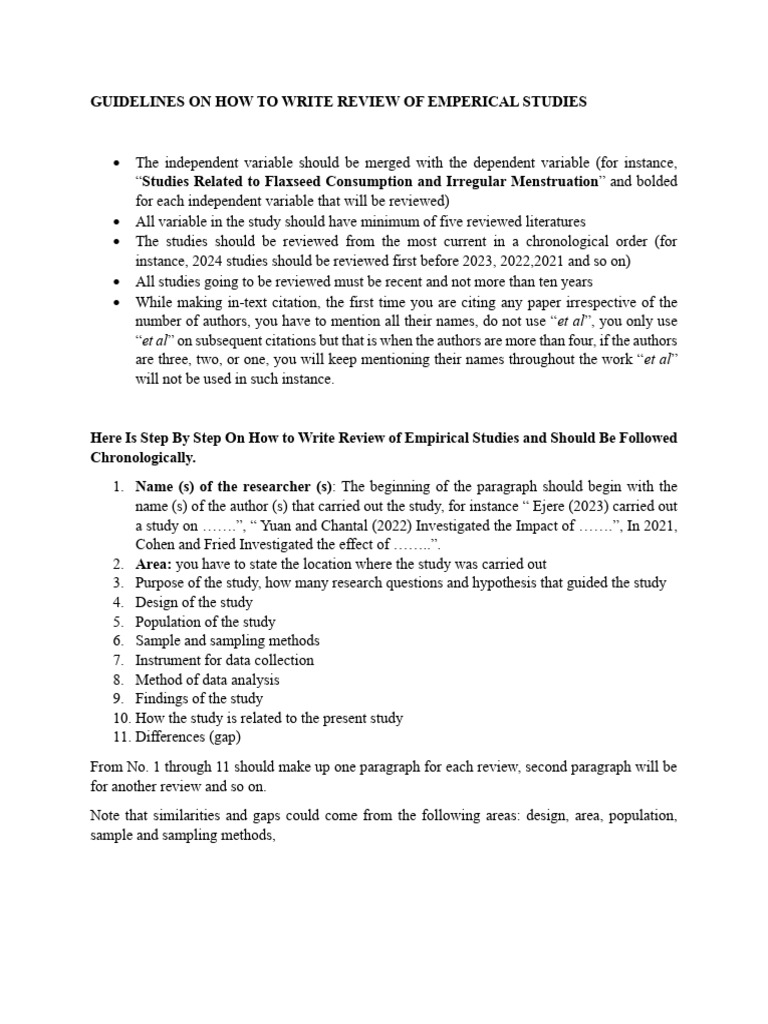 Literature Review Guideline | PDF | Dieting | Sampling (Statistics)