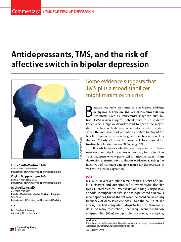 Antidepressants, TMS, and The Risk of Affective Switch in Bipolar ...