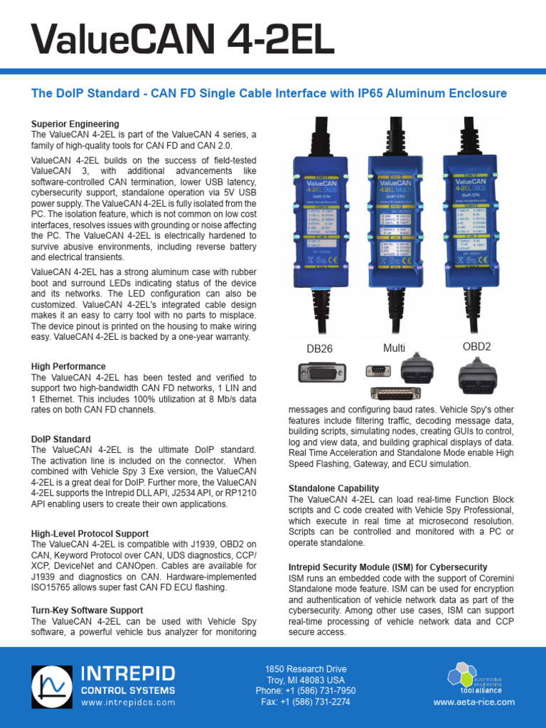 ValueCAN 4-2EL: High-Performance CAN Tool | PDF | Usb | Computer Science