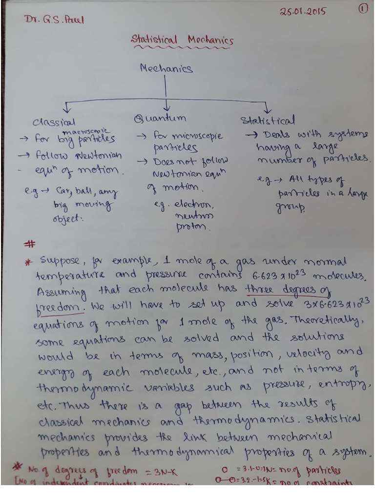 Statistical Mechanics@GSPaul | PDF