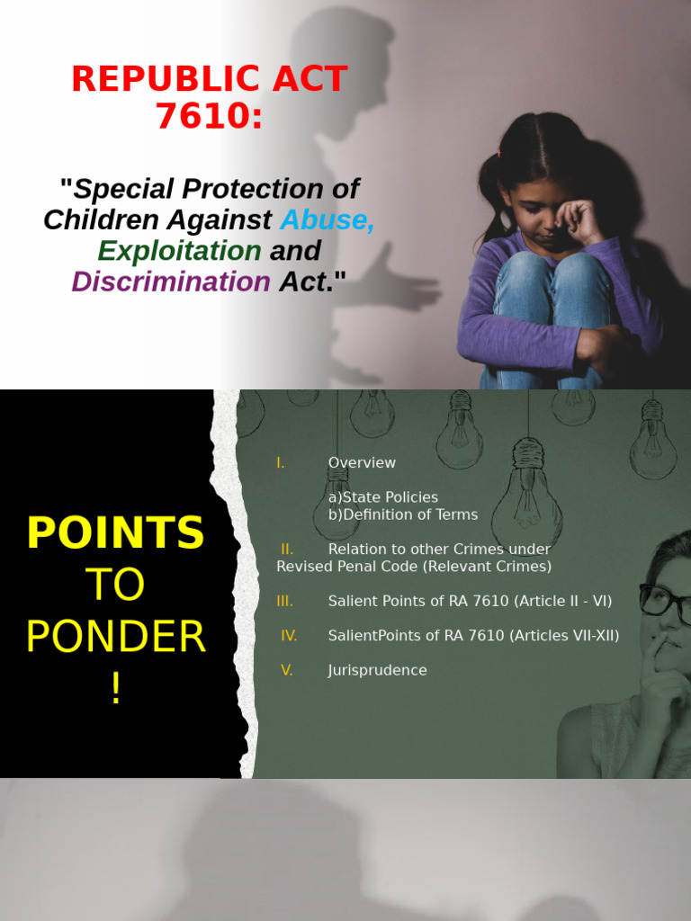 R.A. 7610 Group Reporting | PDF | Child Abuse | Rape