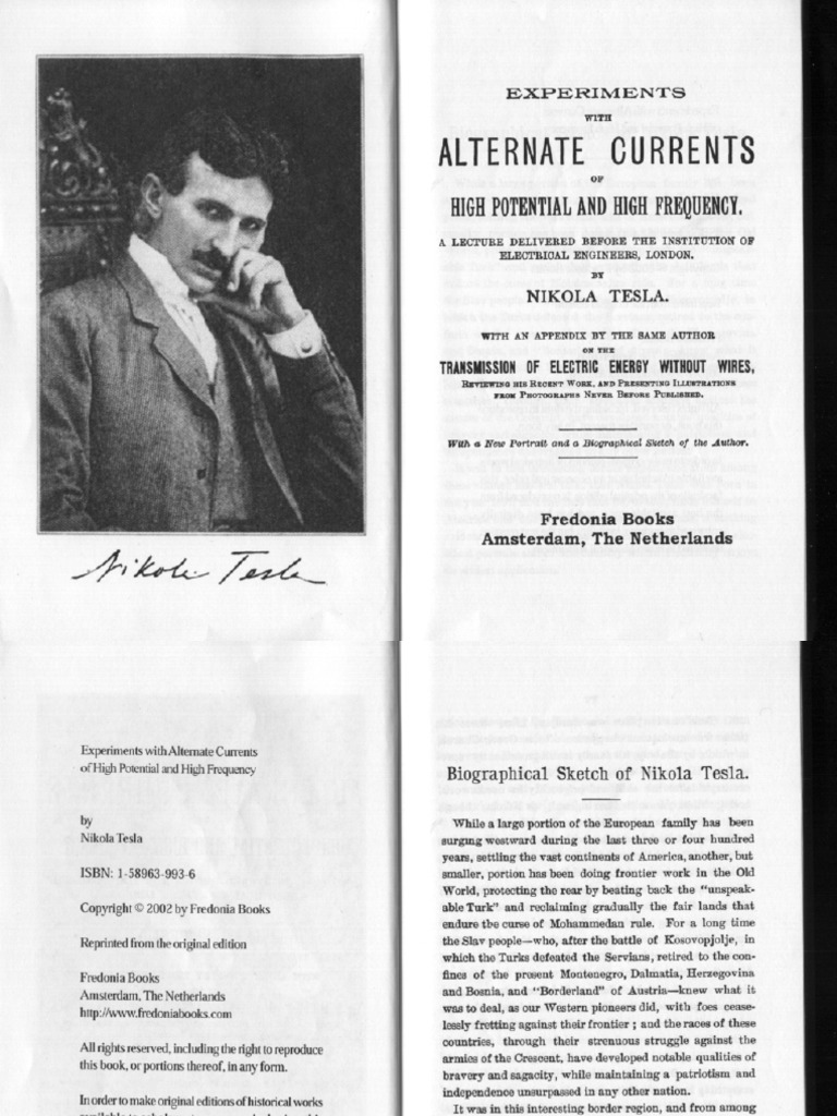 Experiments With Alternate Currents of High Potential and High ...