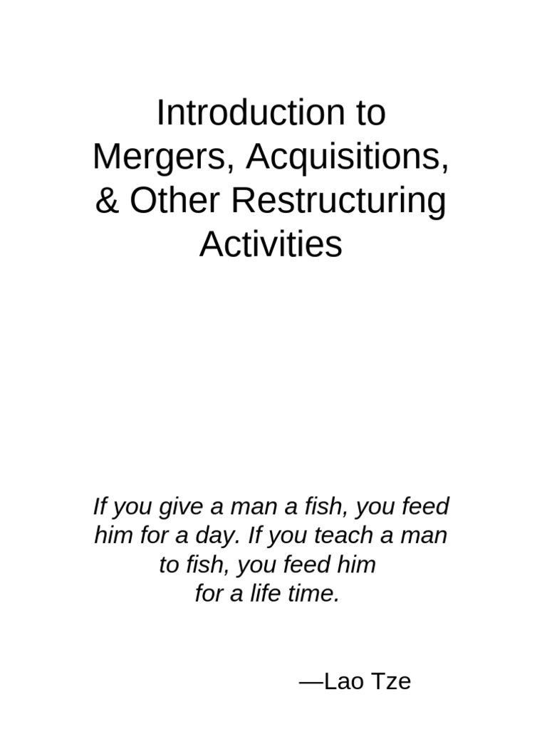 Chapter 01 Introduction To M and A | PDF | Mergers And Acquisitions ...