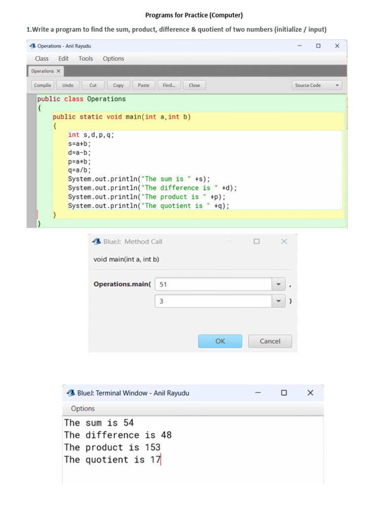 Basic Computer Programming Exercises | PDF