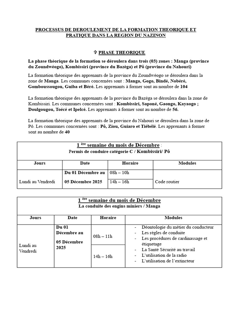 Formation théorique et pratique 2025-2026 | PDF