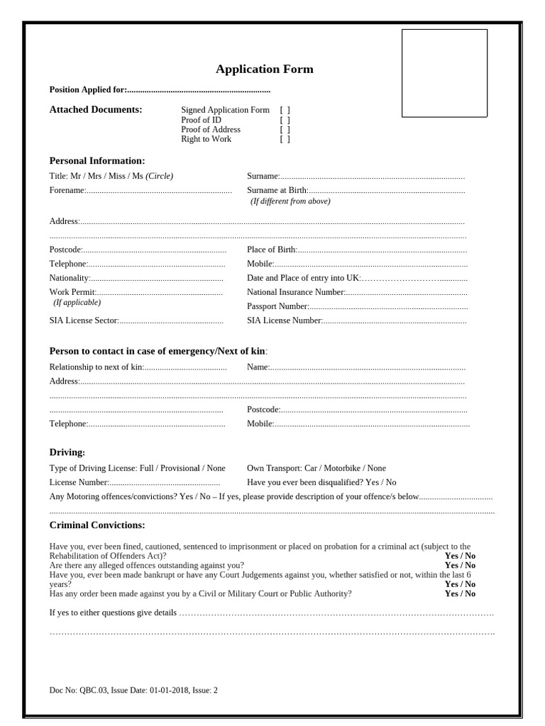 QBC.03 Application Form | PDF | Criminal Record | Common Law
