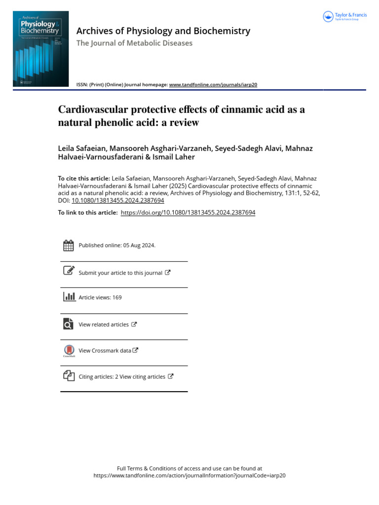 Cardiovascular Protective Effects of Cinnamic Acid As A Natural | PDF ...