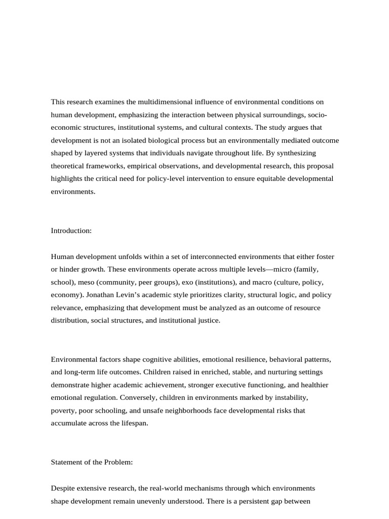 Environmental Impact on Human Development | PDF | Social Psychology ...