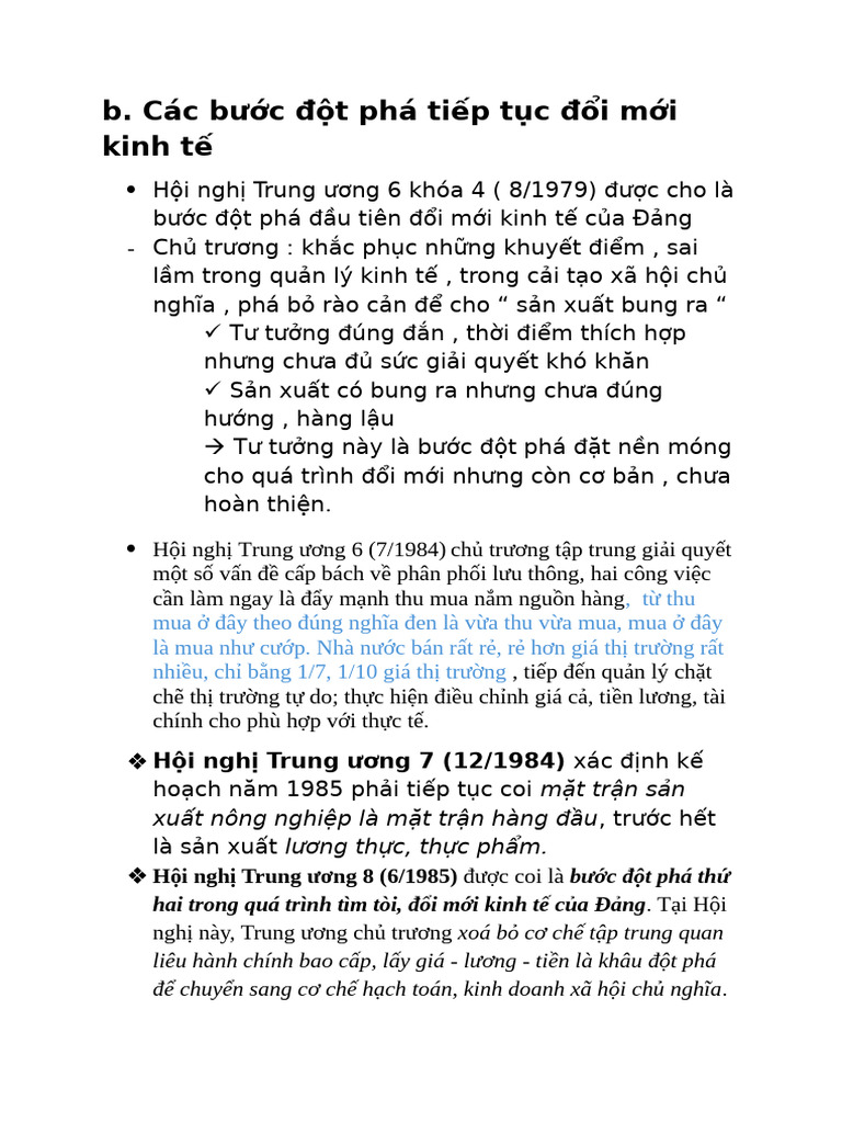 LSD TT (b) Các bước đột phá tiếp tục đổi mới kinh tế | PDF