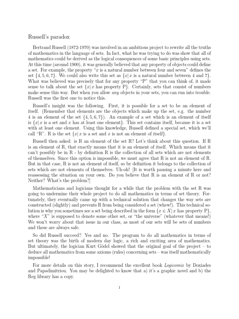 Russell | PDF | Mathematical Logic | Mathematics