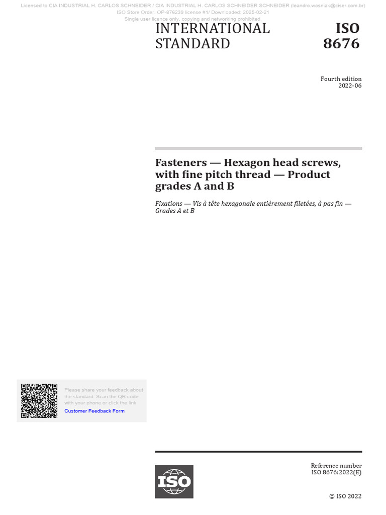 ISO 8676:2022 Hexagon Head Screws | PDF | Screw